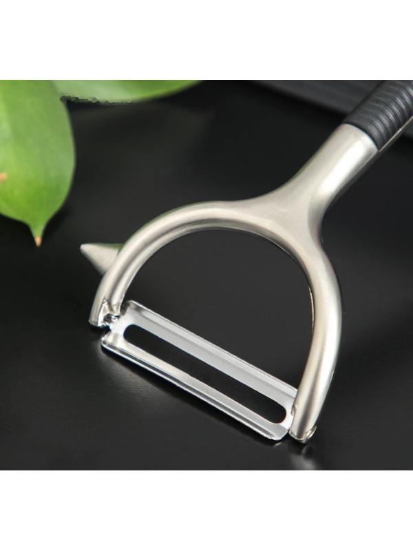 Овощечистка Доляна «Велес», 15,5×6,5 см, цвет хромированный, черный