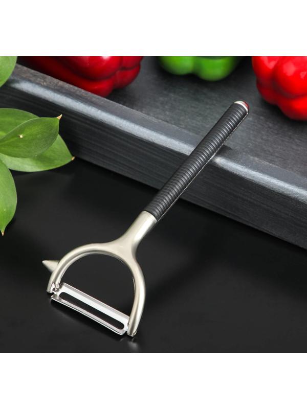 Овощечистка Доляна «Велес», 15,5×6,5 см, цвет хромированный, черный