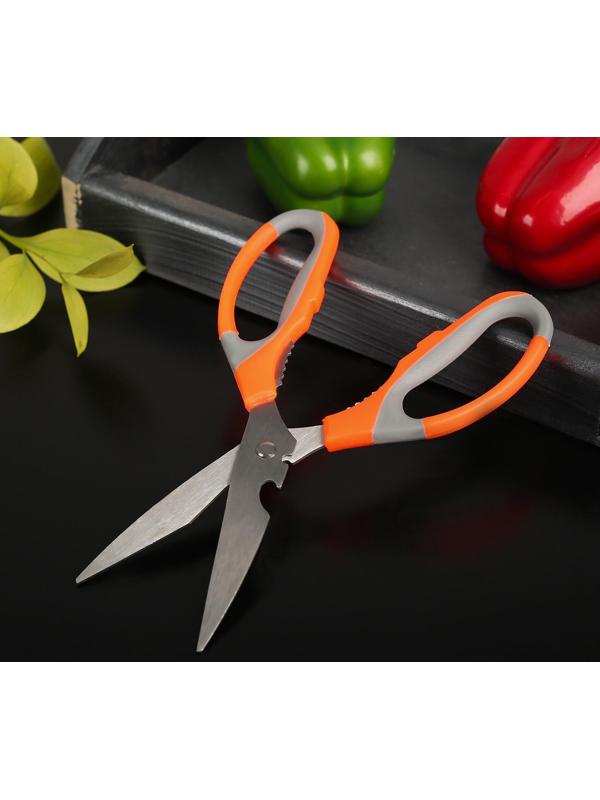 Ножницы кухонные Доляна «Драйв», 22 см, с открывалкой для бутылки, цвет МИКС