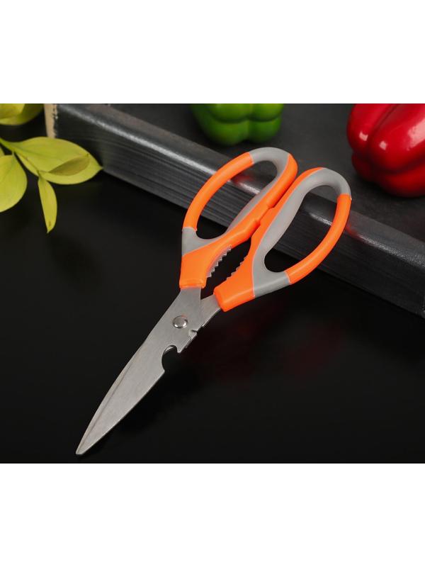 Ножницы кухонные Доляна «Драйв», 22 см, с открывалкой для бутылки, цвет МИКС