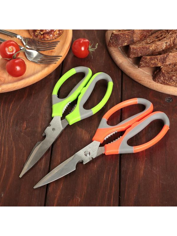 Ножницы кухонные Доляна «Драйв», 22 см, с открывалкой для бутылки, цвет МИКС