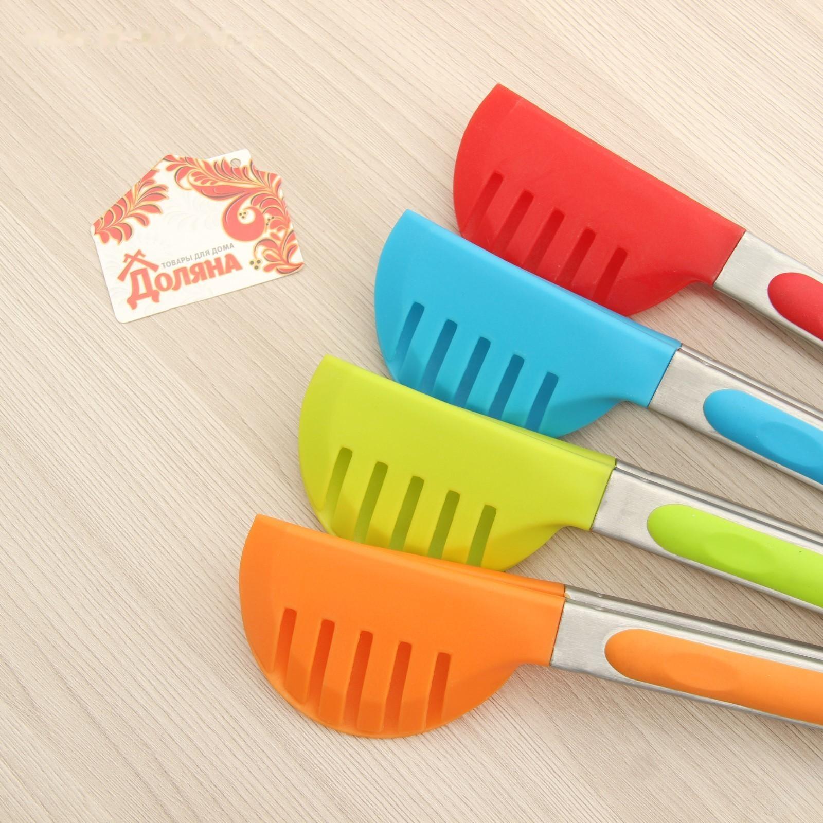 Щипцы для салата Доляна «Палитра», 24 см, цвет МИКС