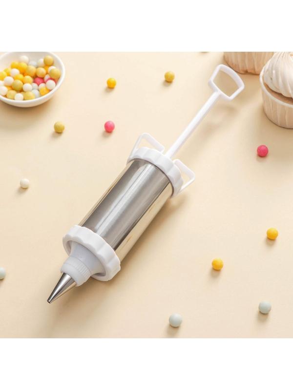 Шприц кондитерский 250 мл, 20×6×6 см, 4 насадки: внешний d=3,5 мм; внутренний d=18 мм