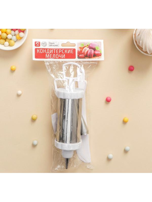 Шприц кондитерский 250 мл, 20×6×6 см, 4 насадки: внешний d=3,5 мм; внутренний d=18 мм