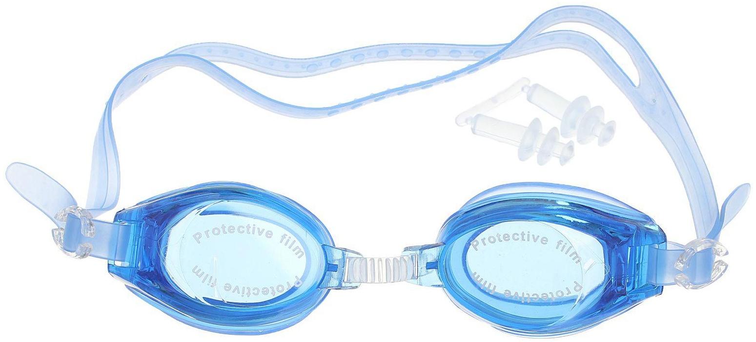 Очки для плавания взрослые + беруши, цвета микс