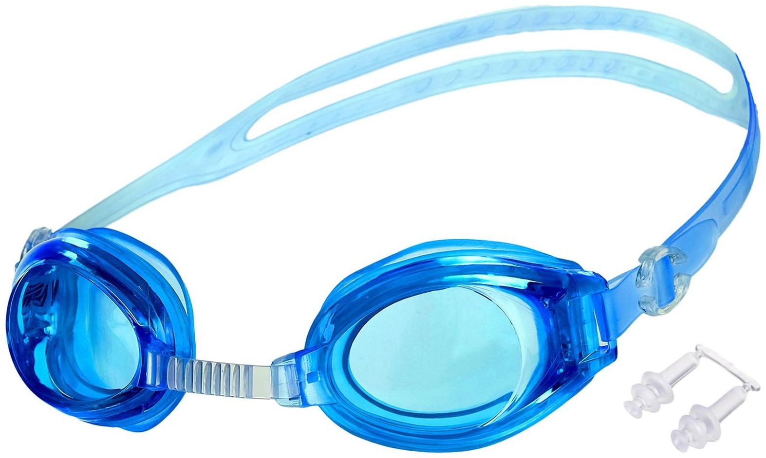 Очки для плавания взрослые + беруши, цвета микс