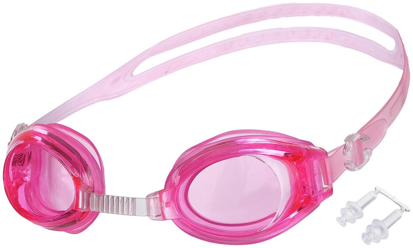 Очки для плавания взрослые + беруши, цвета микс