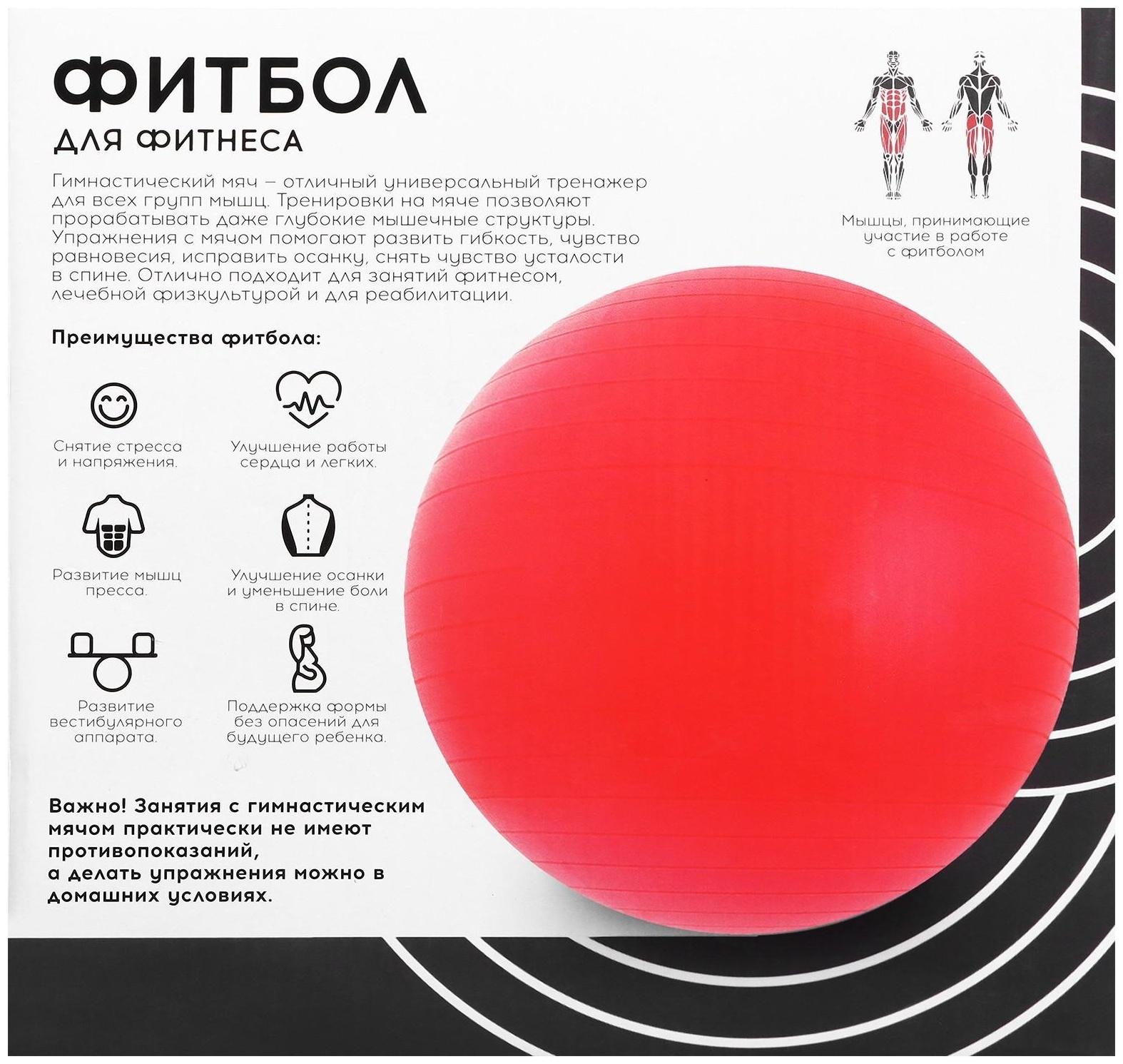 Фитбол ONLYTOP, d=55 см, 600 г, цвета микс