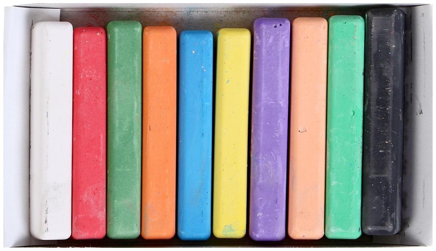 Мелки цветные «АЛГЕМ», в наборе 10 штук, квадратные