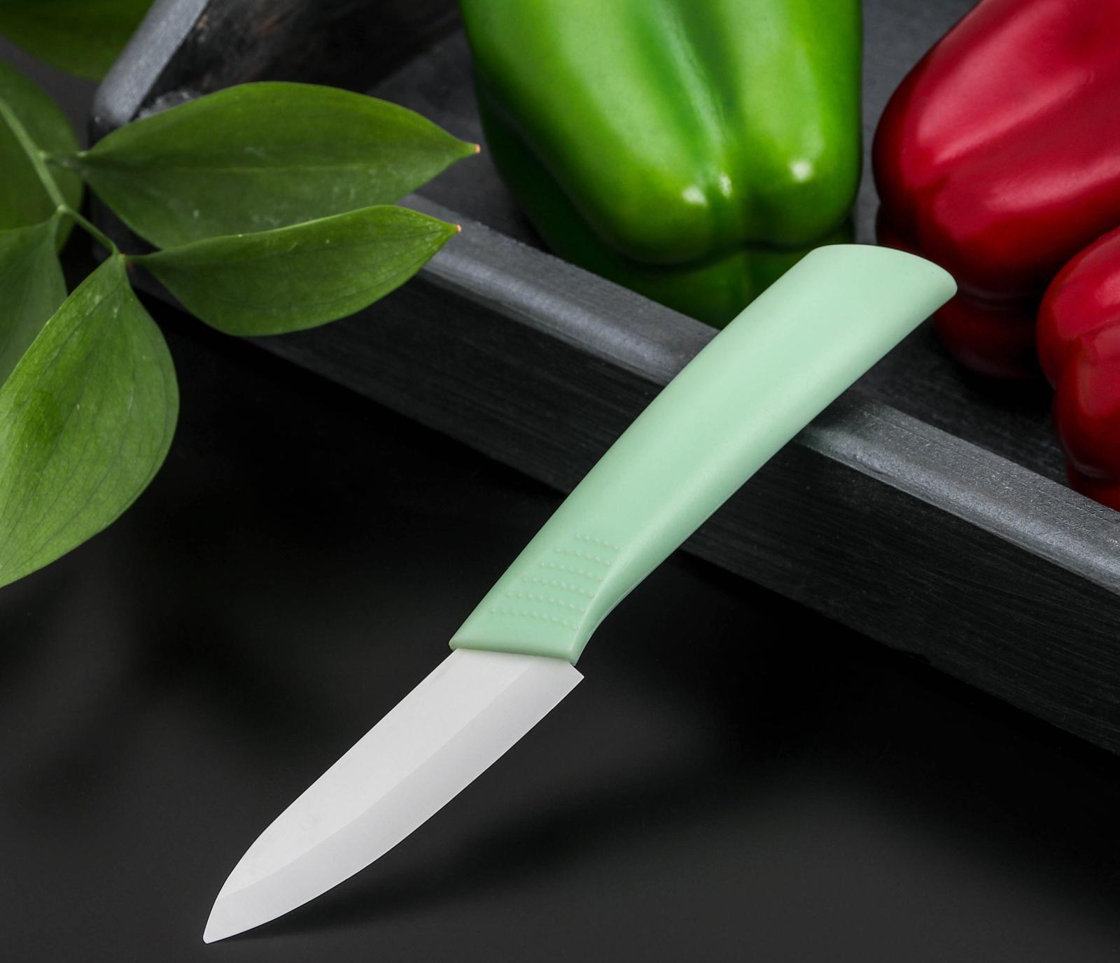 Нож кухонный керамический «Симпл», лезвие 8 см, ручка soft touch, цвет МИКС