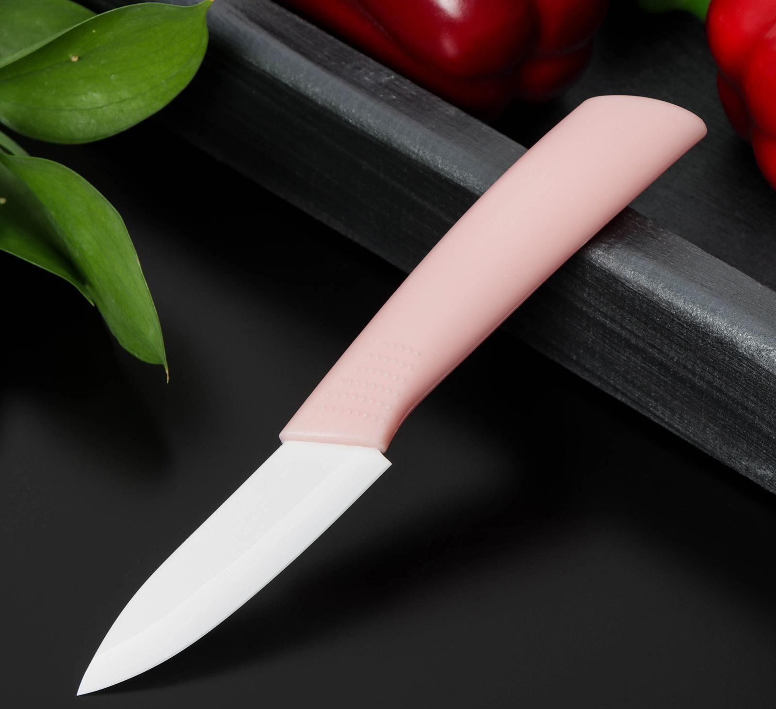 Нож кухонный керамический «Симпл», лезвие 8 см, ручка soft touch, цвет МИКС