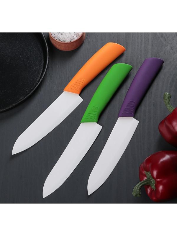 Нож кухонный керамический «Симпл», лезвие 15 см, ручка soft touch, цвет МИКС