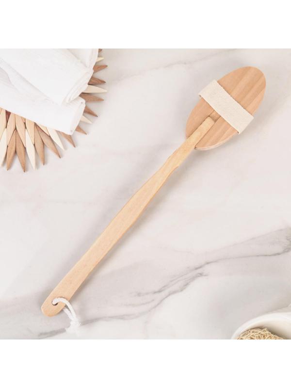 Щётка массажная для тела Доляна, с ручкой, натуральная щетина