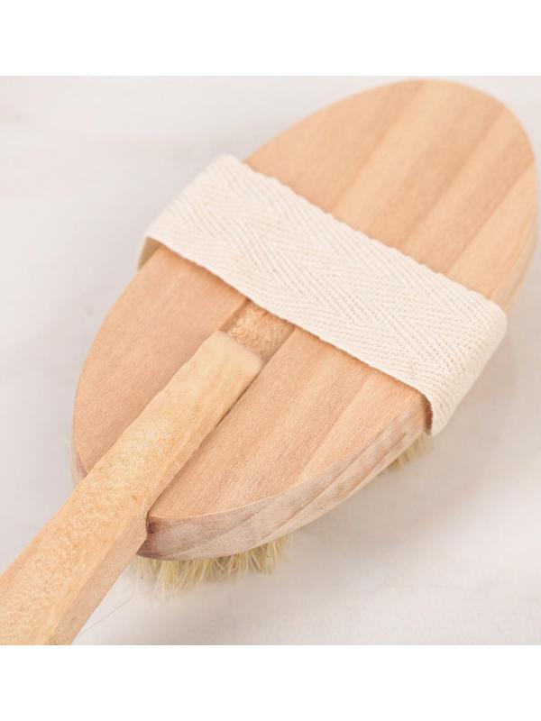 Щётка массажная для тела Доляна, с ручкой, натуральная щетина