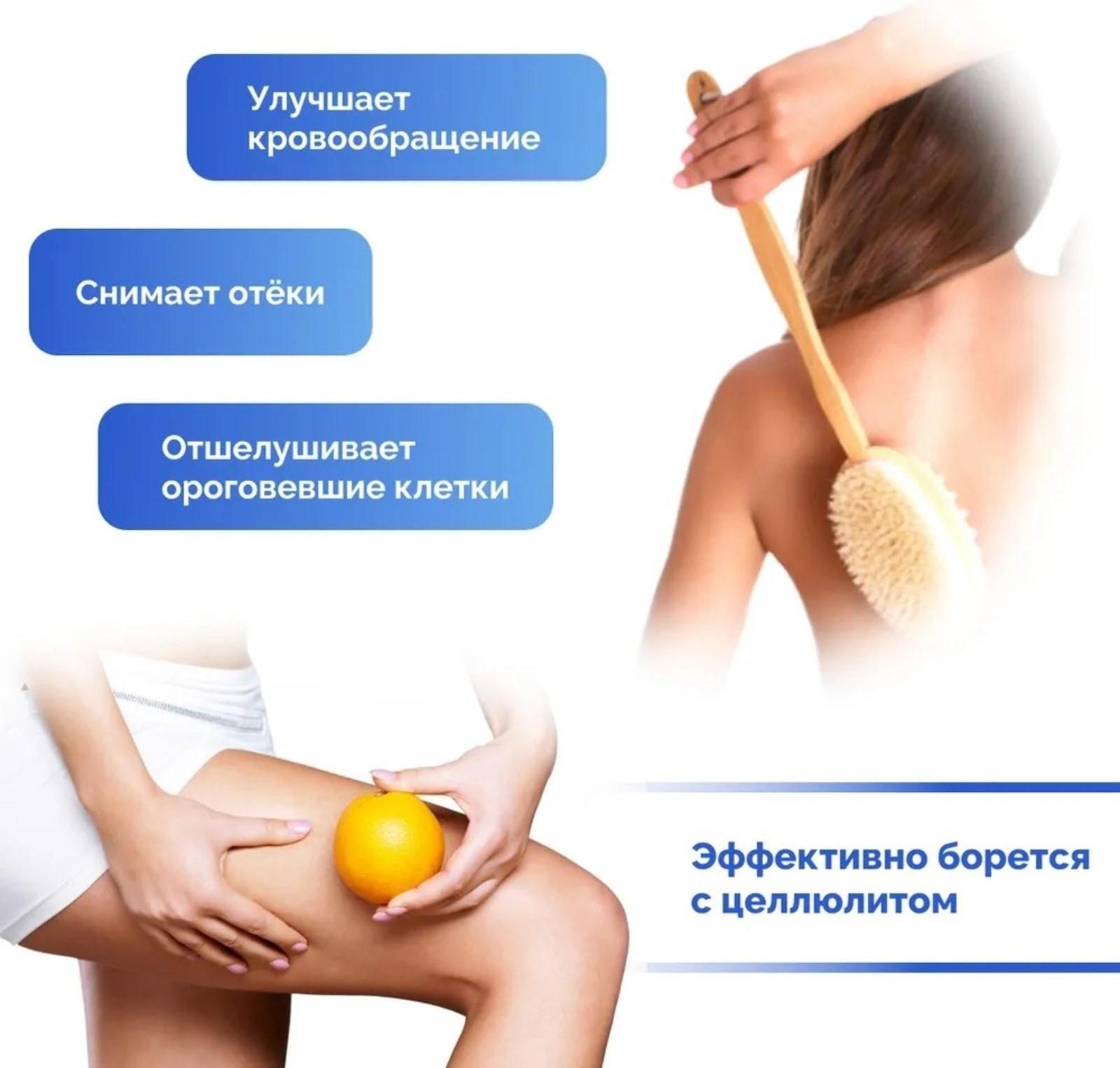 Щётка массажная для тела Доляна, с ручкой и массажёром, натуральная щетина