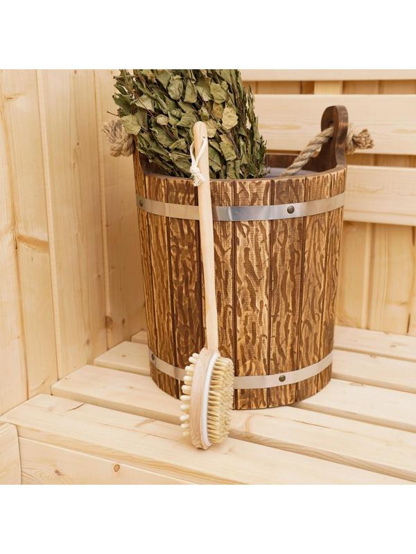 Щётка массажная для тела Доляна, с ручкой и массажёром, натуральная щетина