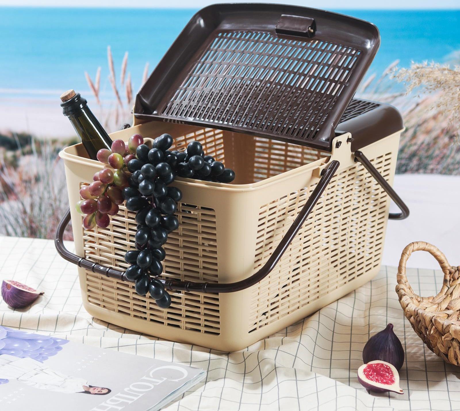 Корзина для пикника, 45×30×24 см, цвет светло-коричневый