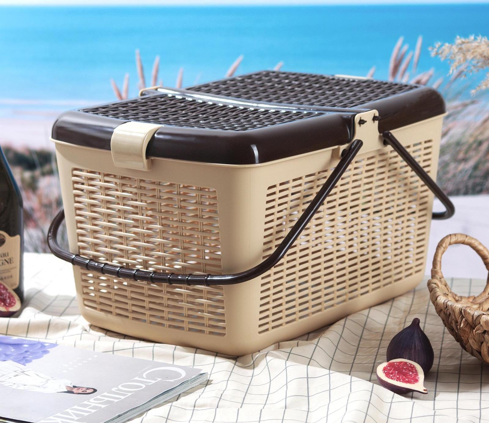 Корзина для пикника, 45×30×24 см, цвет светло-коричневый