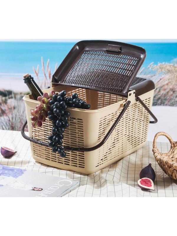 Корзина для пикника, 45×30×24 см, цвет светло-коричневый