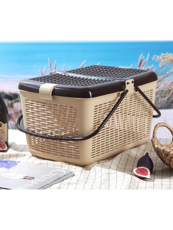 Корзина для пикника, 45×30×24 см, цвет светло-коричневый