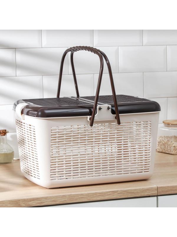 Корзина для пикника, 45×30×24 см, цвет светло-коричневый
