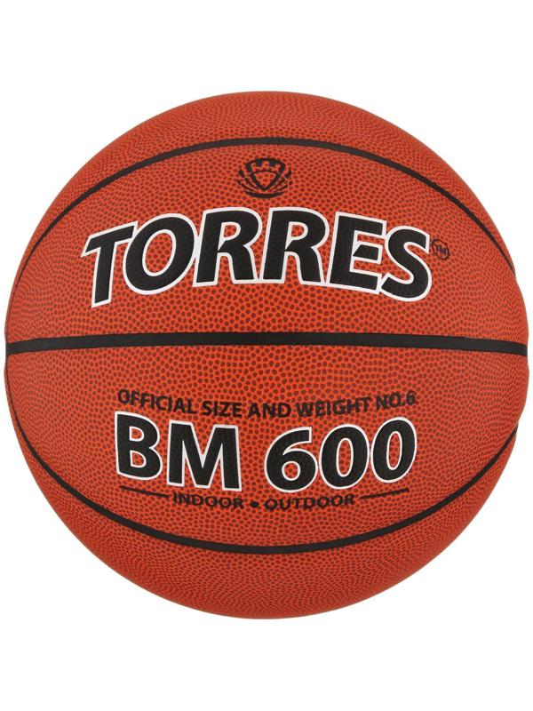 Мяч баскетбольный Torres BM600, B10026, PU, клееный, 8 панелей, размер 6