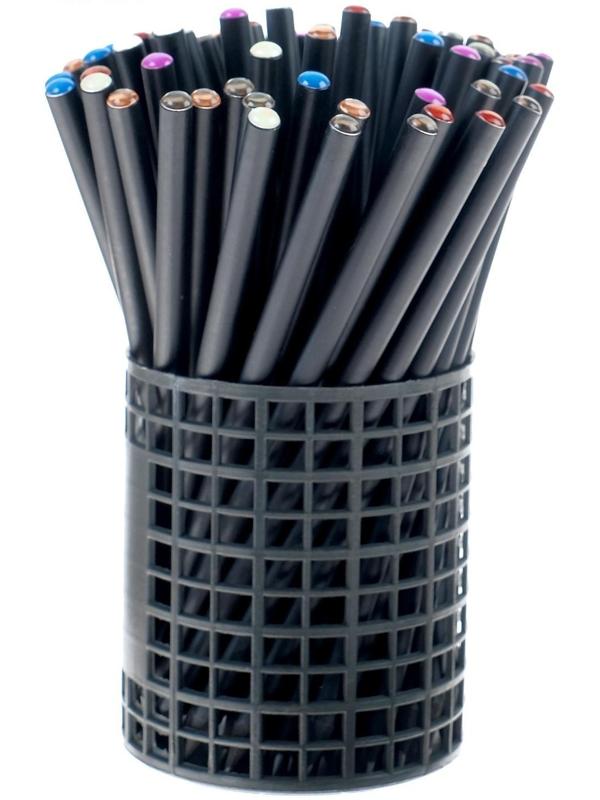 Карандаш чернографитный твёрдость НВ, корпус чёрный, заточенный, со стразой, МИКС