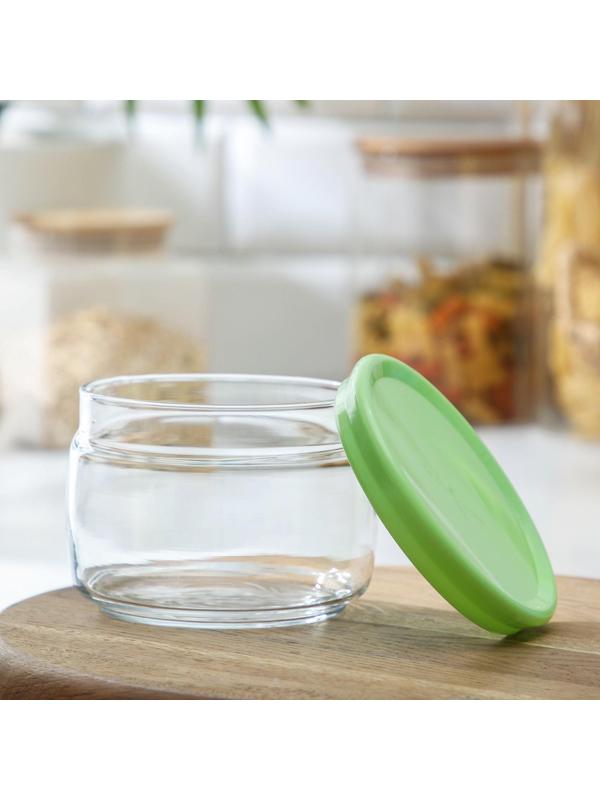 Банка для сыпучих продуктов Cesni, 420 мл, зелёная пластиковая крышка