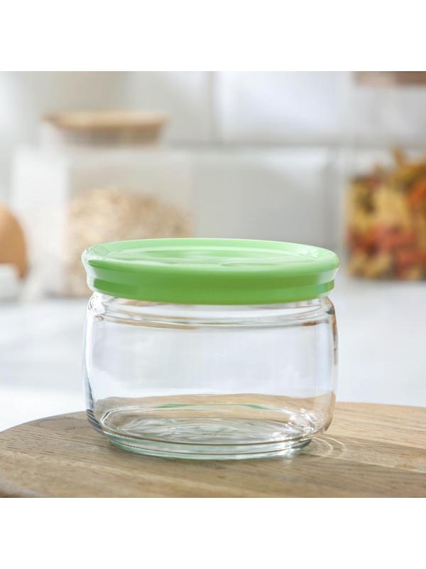 Банка для сыпучих продуктов Cesni, 420 мл, зелёная пластиковая крышка