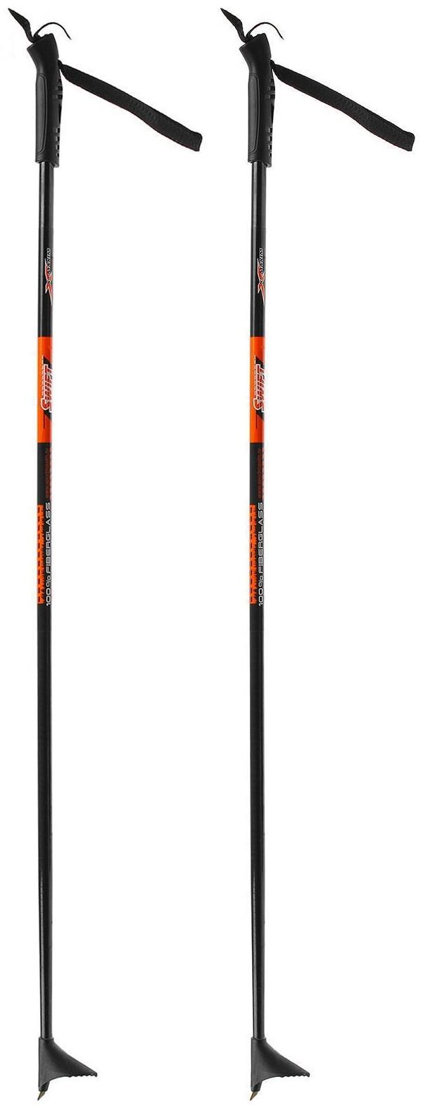 Палки лыжные стеклопластиковые, длина 115 см, цвета микс