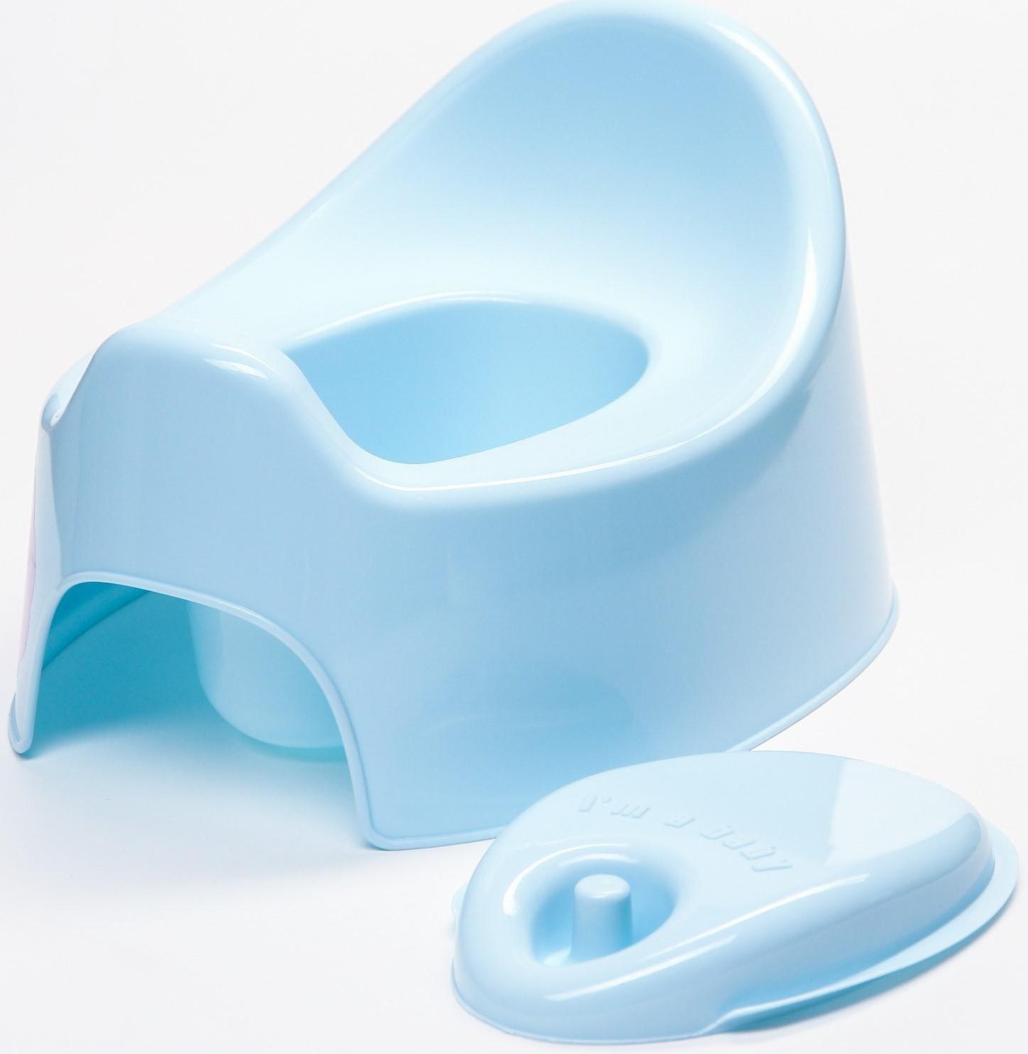 Горшок детский Follow Me с крышкой, цвет голубой пастельный