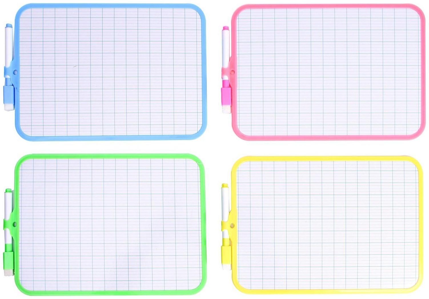 Доска для рисования двухсторонняя, с маркером-стиралкой, цвета МИКС