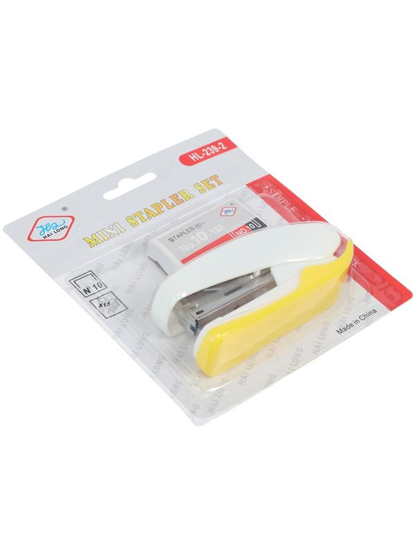 Степлер №10 до 15 листов со скобами, блистер, МИКС