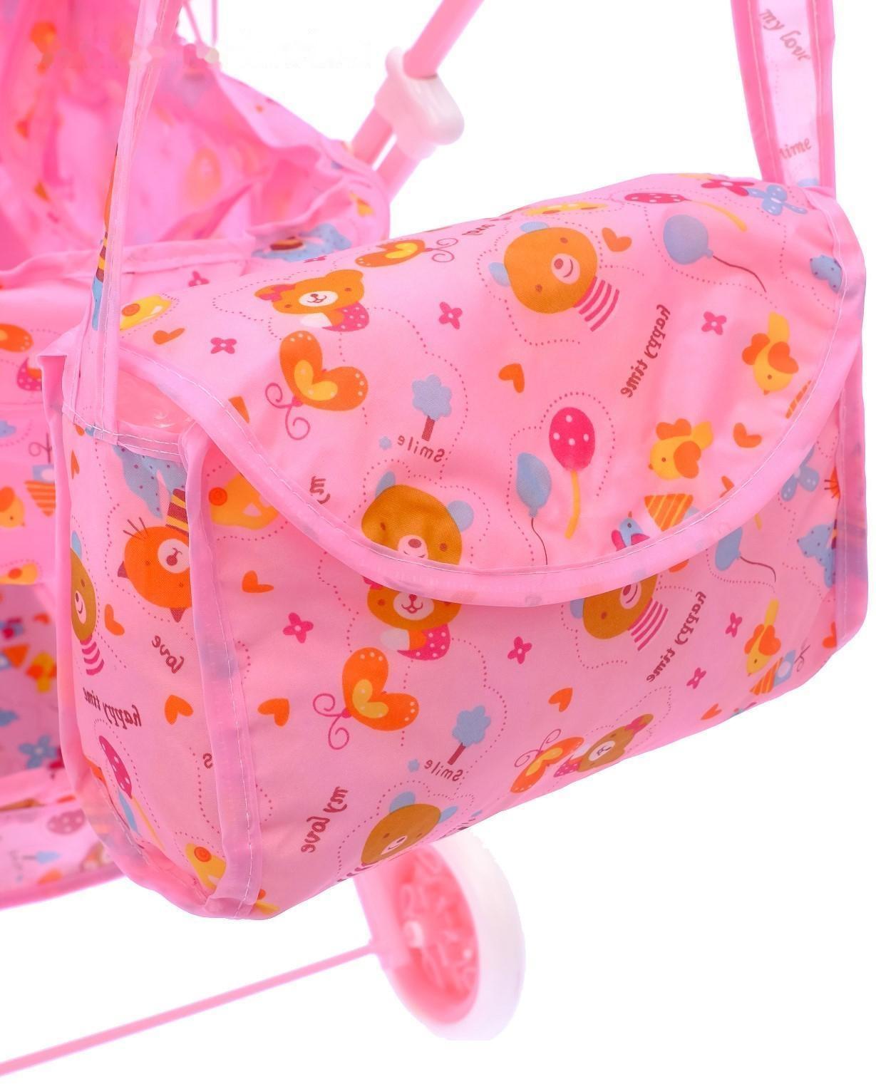 Коляска для кукол «Радуга» универсальная, с сумкой, металлический каркас, МИКС