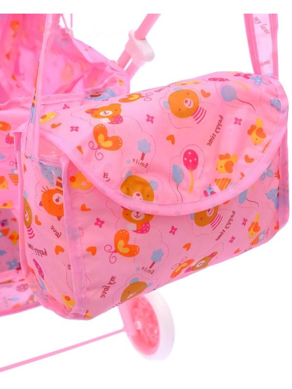 Коляска для кукол «Радуга» универсальная, с сумкой, металлический каркас, МИКС