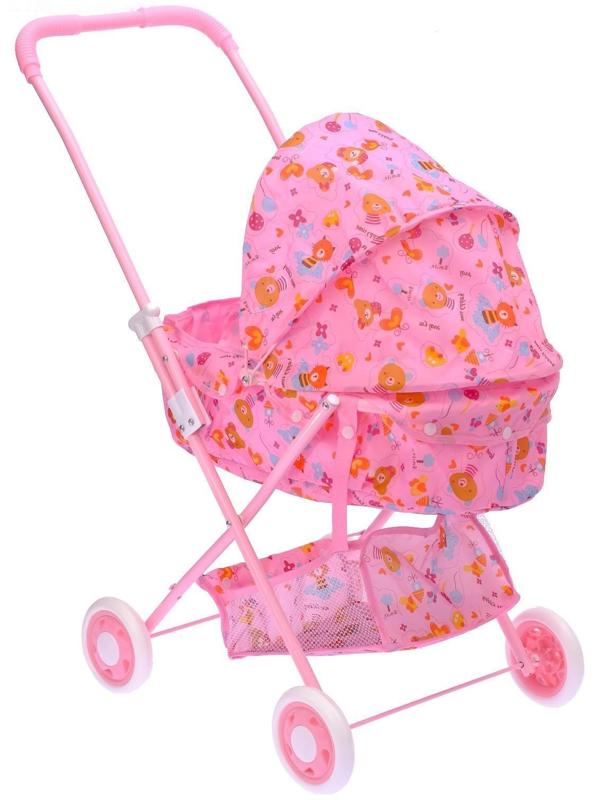 Коляска для кукол «Радуга» универсальная, с сумкой, металлический каркас, МИКС