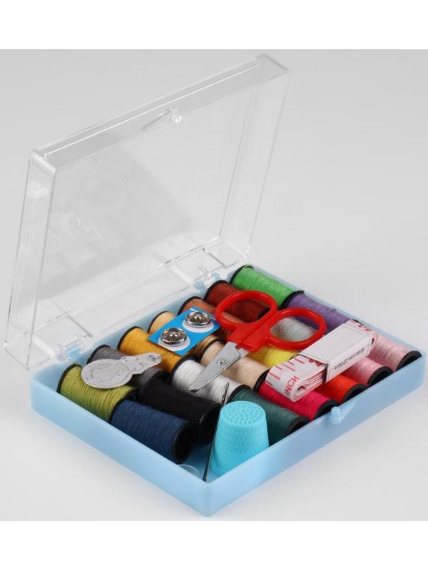 Швейный набор, 29 предметов, в пластиковой коробке, 10,5 × 8 × 2,5 см, цвет МИКС
