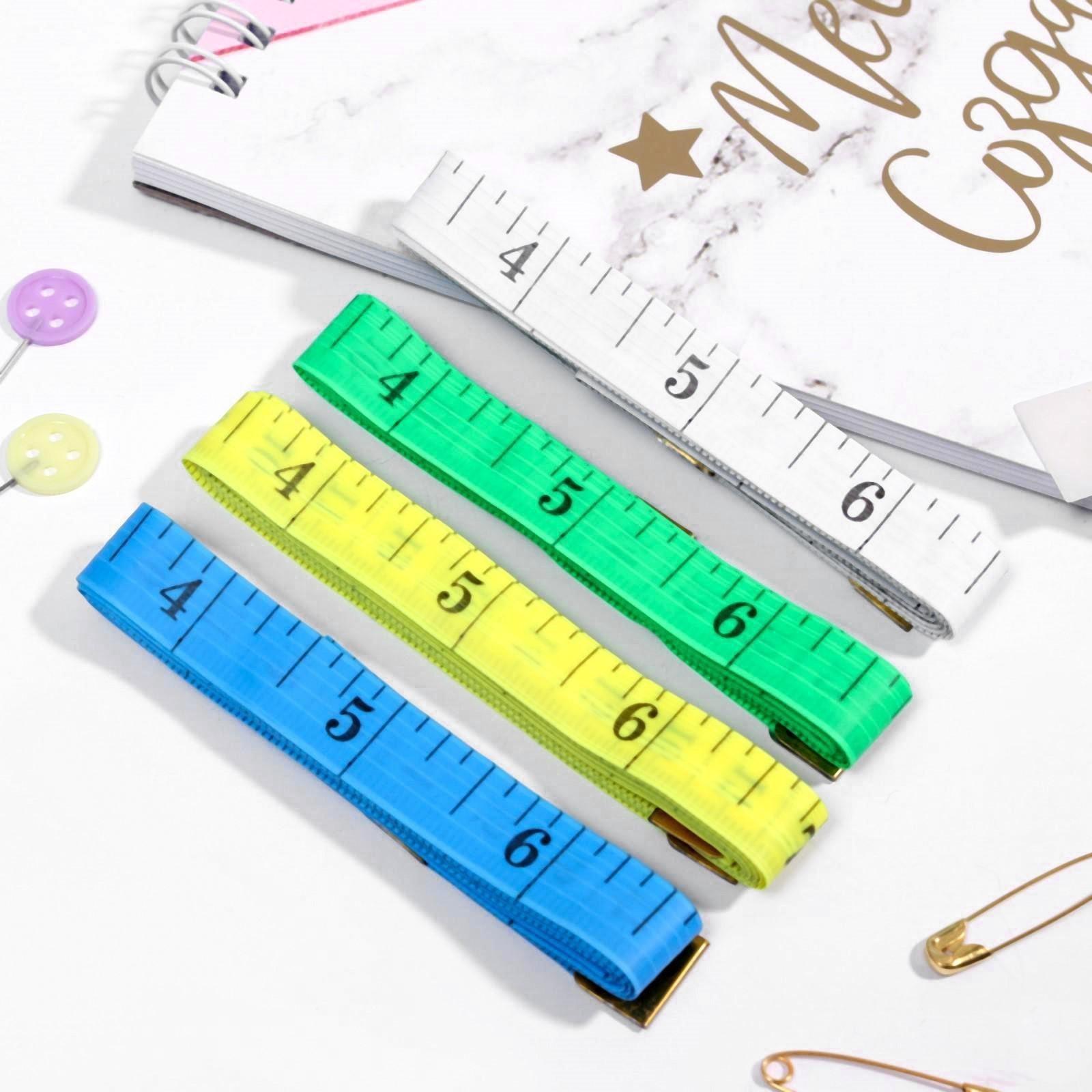 Сантиметровая лента портновская, 1,2 × 150 см (см/дюймы), цвет МИКС