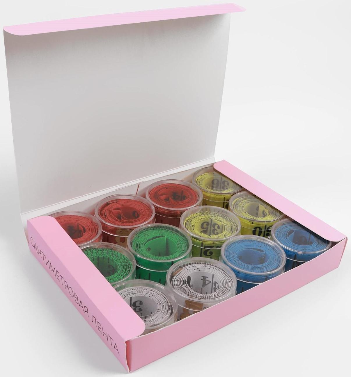 Сантиметровая лента портновская, в футляре, 1,7 × 150 см (см/дюймы), цвет МИКС