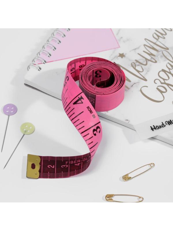 Сантиметровая лента портновская, в футляре, 1,7 × 150 см (см/дюймы), цвет МИКС