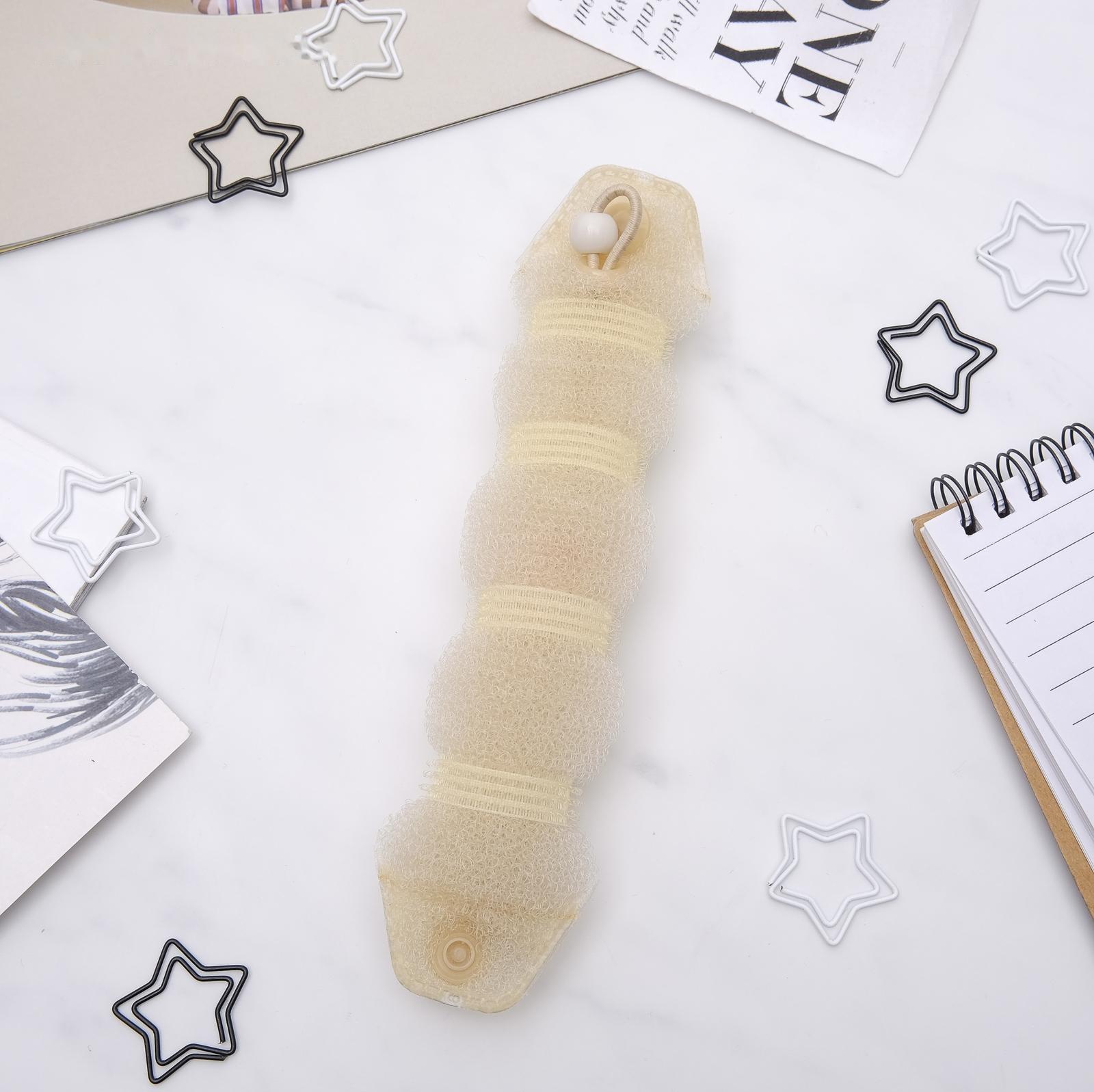 Валик с креплением и резинкой для создания пучка 4х21см, бежевый