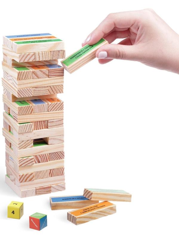 Падающая башня «Для самых веселых» с фантами, 54 бруска