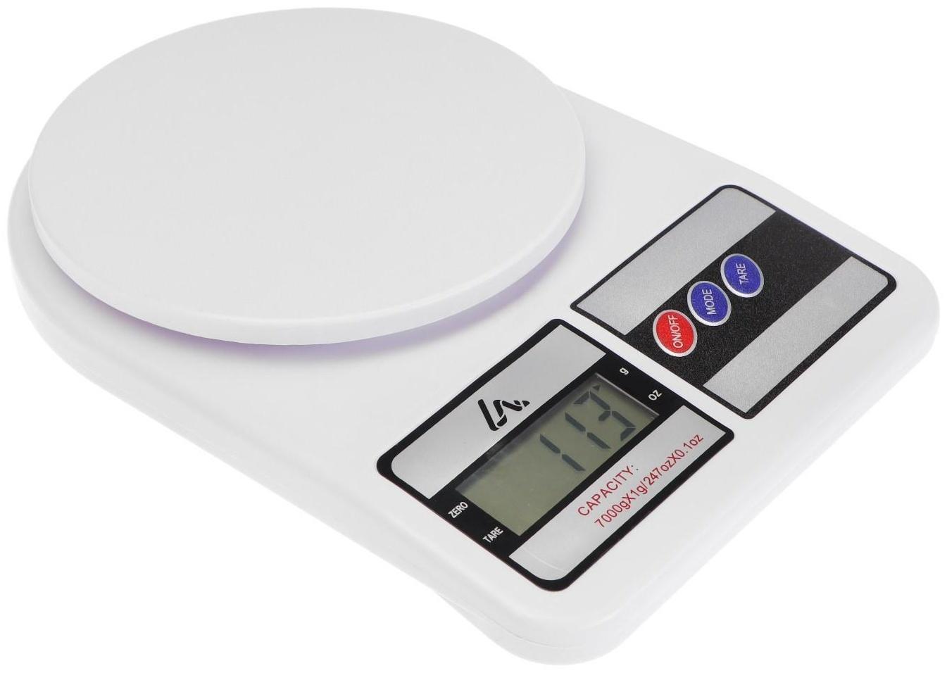 Весы кухонные Luazon LVK-704, электронные, до 7 кг, белые