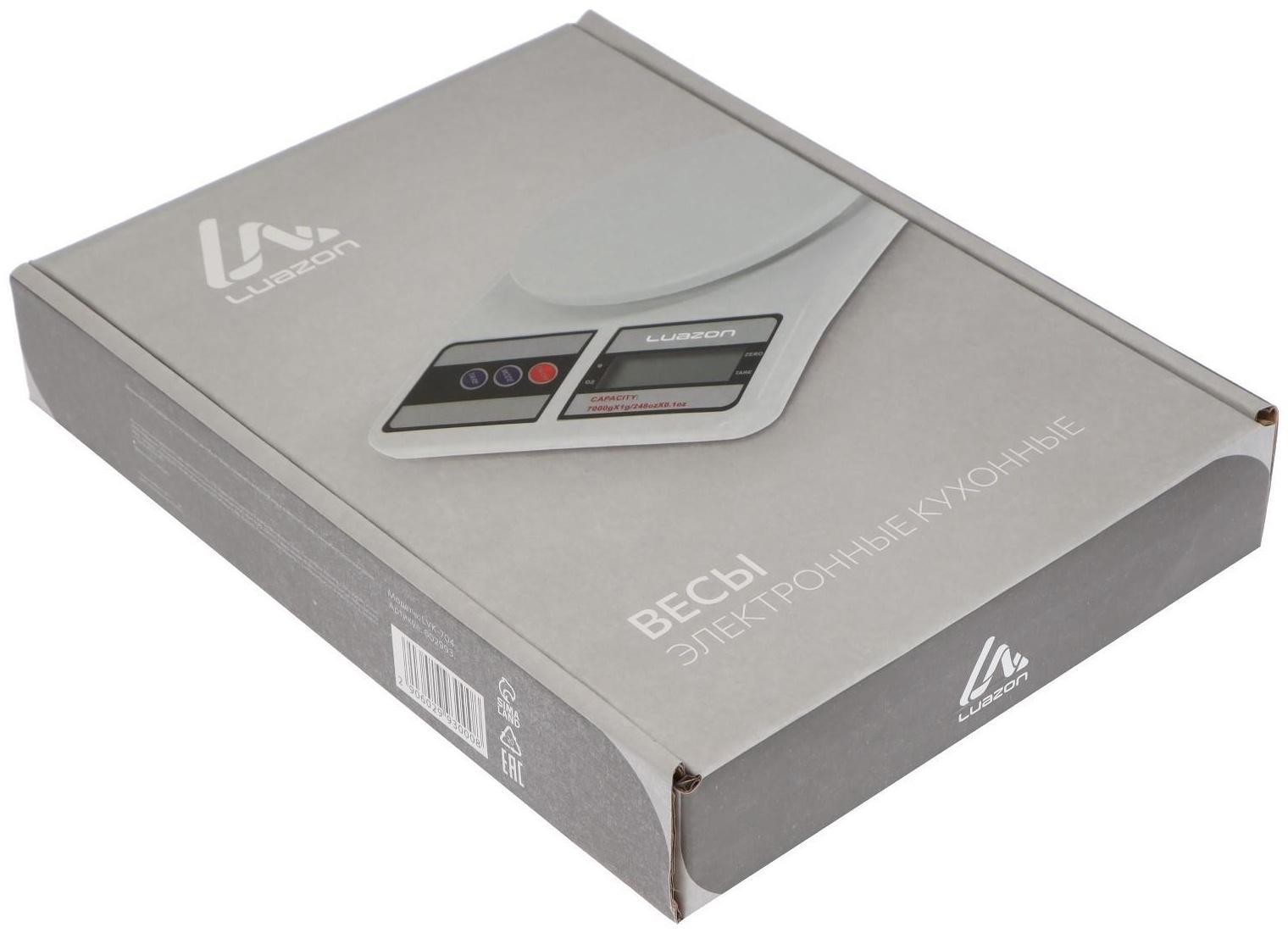 Весы кухонные Luazon LVK-704, электронные, до 7 кг, белые