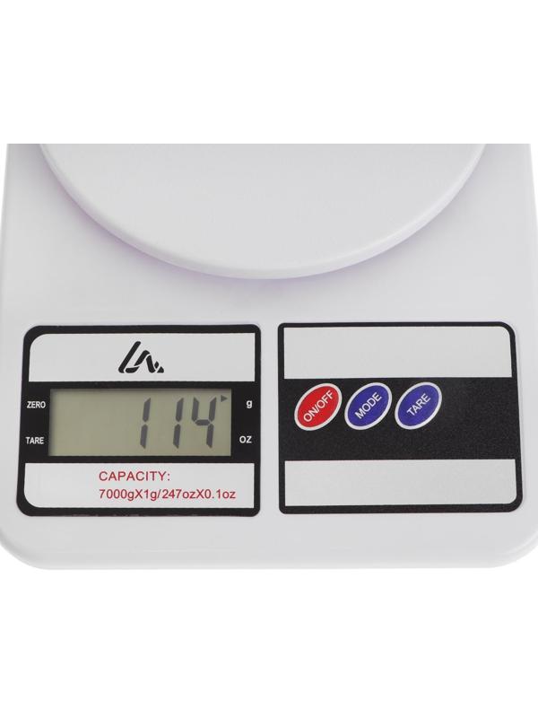 Весы кухонные Luazon LVK-704, электронные, до 7 кг, белые