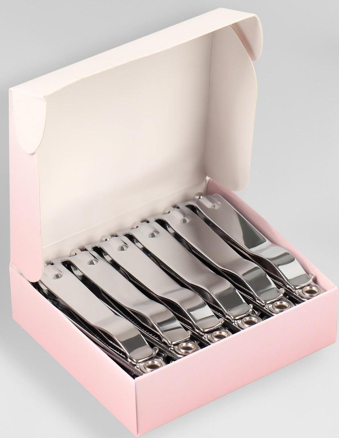 Кусачки-книпсер педикюрные, с пилкой, 7,6 см, фасовка 12 шт в коробке, цвет серебристый