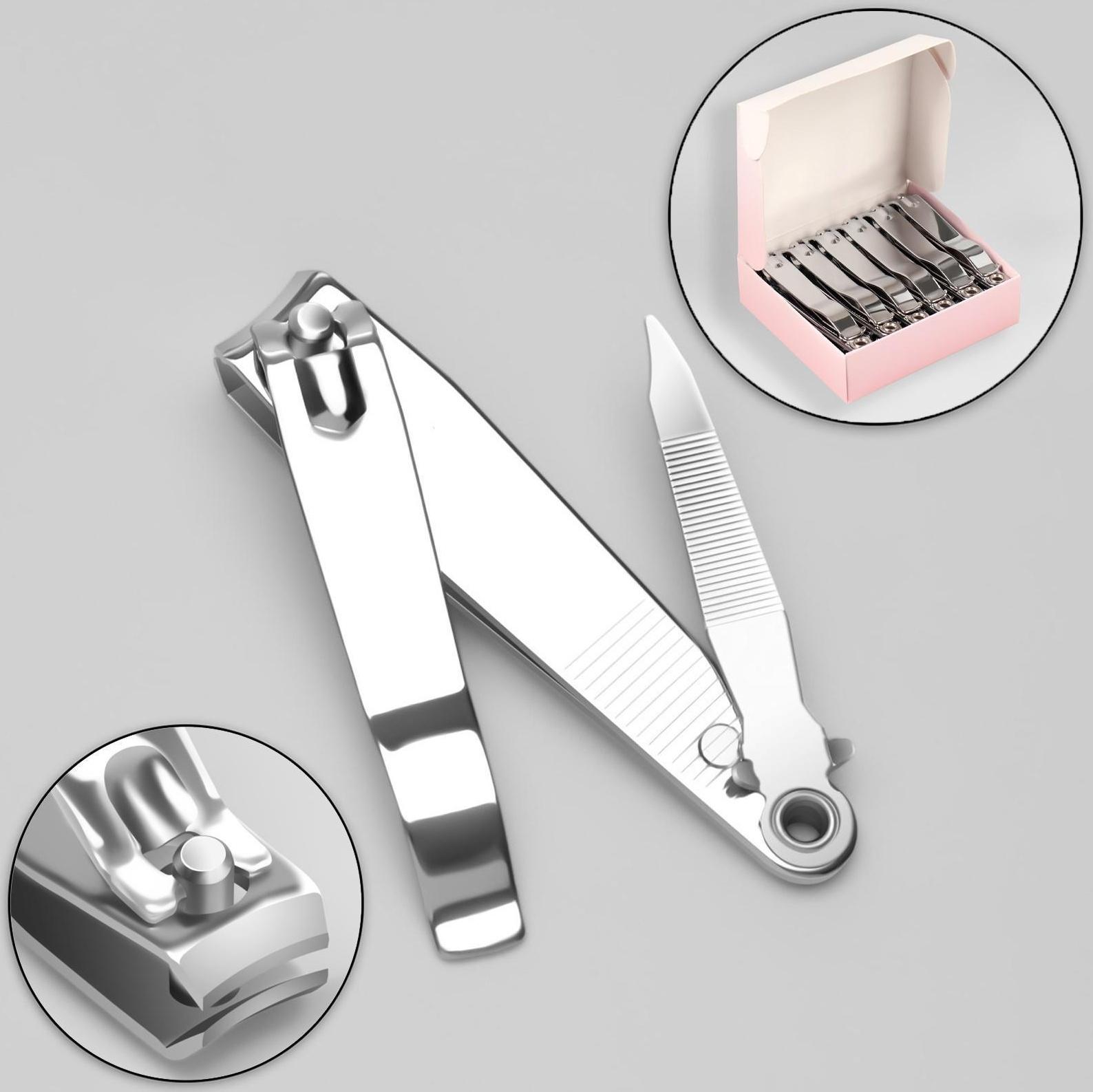 Кусачки-книпсер педикюрные, с пилкой, 7,6 см, фасовка 12 шт в коробке, цвет серебристый