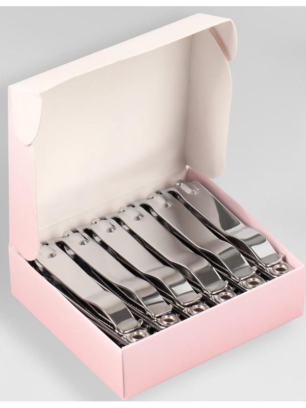 Кусачки-книпсер педикюрные, с пилкой, 7,6 см, фасовка 12 шт в коробке, цвет серебристый