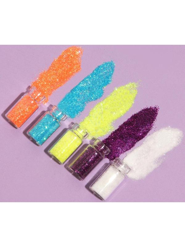 Блёстки для декора, мелкие, набор 12 бутылочек, разноцветные