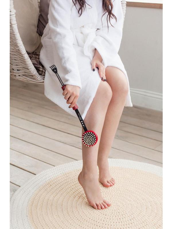 Массажёр-чесалка «Отдых», двусторонний, универсальный, 35 × 6 × 8 см, цвет красный/чёрный